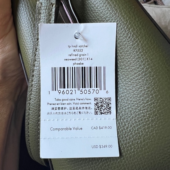 NWT' -Kate Spade Phoebe Top Handle Satchel /Crossbody - KF553 301 in Seaweed - Picture 13 of 13